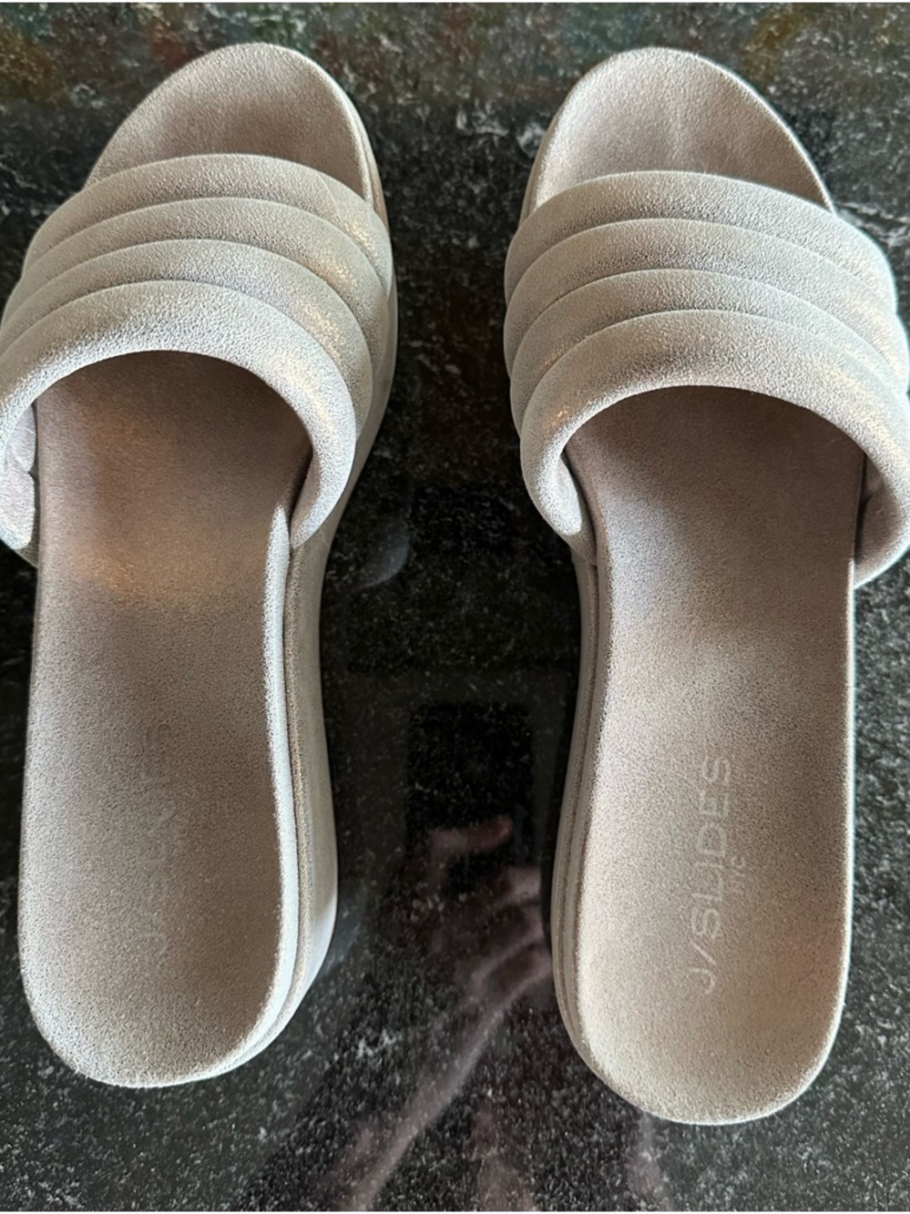 J/Slides Women's Slide Sandals in Bronze Metallic
